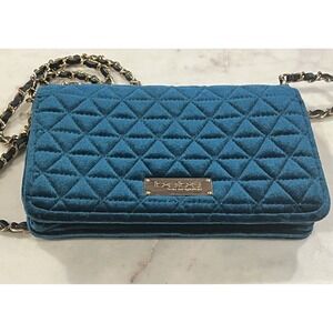 Velvet Quilted Crossbody Purse Bebe Margeaux Turquoise Blue